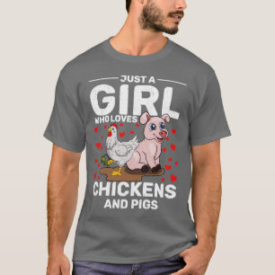 Vrouwelijke boeren meisjes kippen Boerderij dieren T-shirt