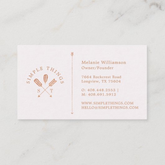 Vrouwelijke Boheemse Boho Arrow Crest & Monogram Visitekaartje (Achterkant)