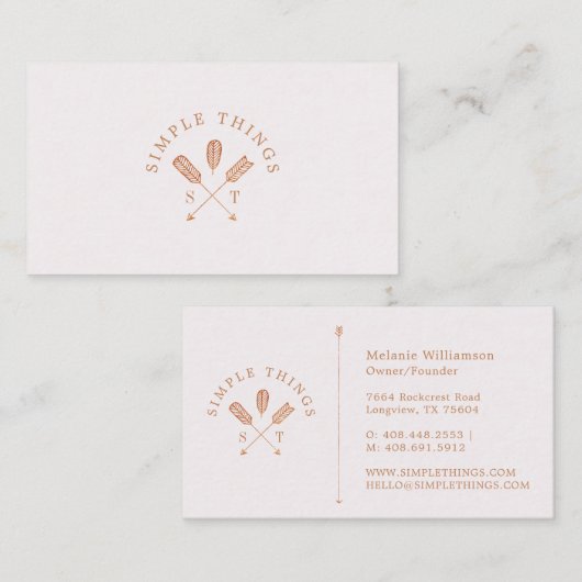 Vrouwelijke Boheemse Boho Arrow Crest & Monogram Visitekaartje (Voorkant / Achterkant)