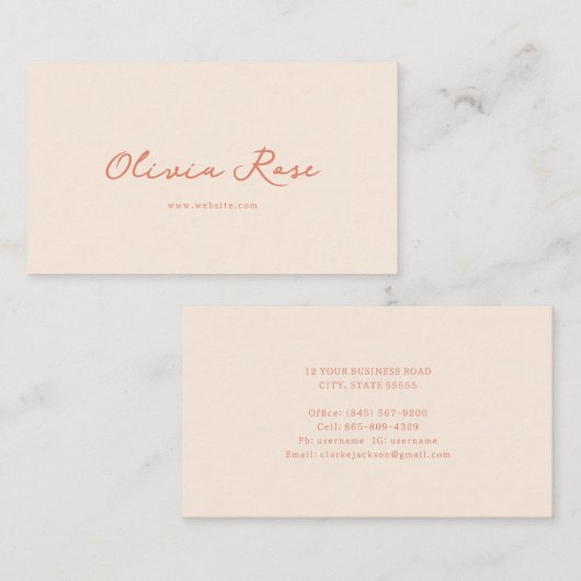 Vrouwelijke Boho Girly Calligraphy Script Visitekaartje (Voorkant / Achterkant)