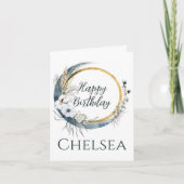 Vrouwelijke Boho Moon Verjaardag Kaart voor haar (Voorkant)