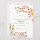 Vrouwelijke Boho Rozen Bloemen 80ste Verjaardagsfe Kaart (Voorkant)