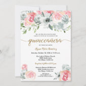 Vrouwelijke Boho Waterverf Floral Quinceanera Kaart (Voorkant)