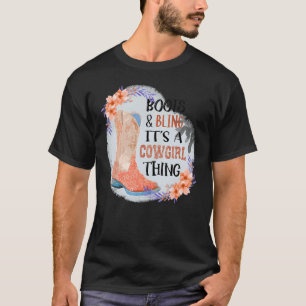 Vrouwelijke Boots Bling is een Cowgirl ding Cute L T-shirt