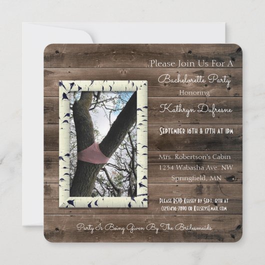 Vrouwelijke Bossen en Bachelorette Kaart (Achterkant)