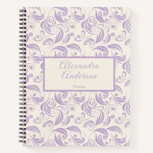 Vrouwelijke Botanische Violet verlaat Patroon Scri Notitieboek (Voorkant)