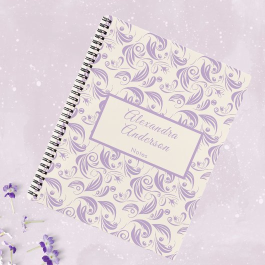 Vrouwelijke Botanische Violet verlaat Patroon Scri Notitieboek