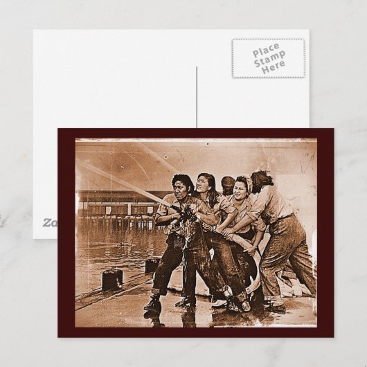 Vrouwelijke brandweerlieden Pearl Harbour 7 decemb Briefkaart (Voorkant / Achterkant)