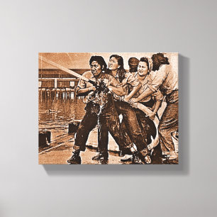 Vrouwelijke brandweerlieden Pearl Harbour 7 decemb Canvas Afdruk