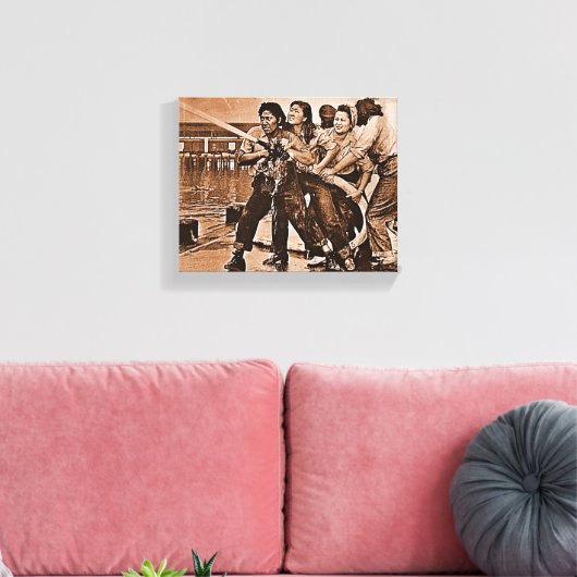 Vrouwelijke brandweerlieden Pearl Harbour 7 decemb Canvas Afdruk (Insitu (Woonkamer))