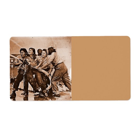 Vrouwelijke brandweerlieden Pearl Harbour 7 decemb Etiket (Voorkant)