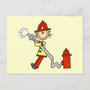 Vrouwelijke brandweerman met slang T-shirts en cad Briefkaart