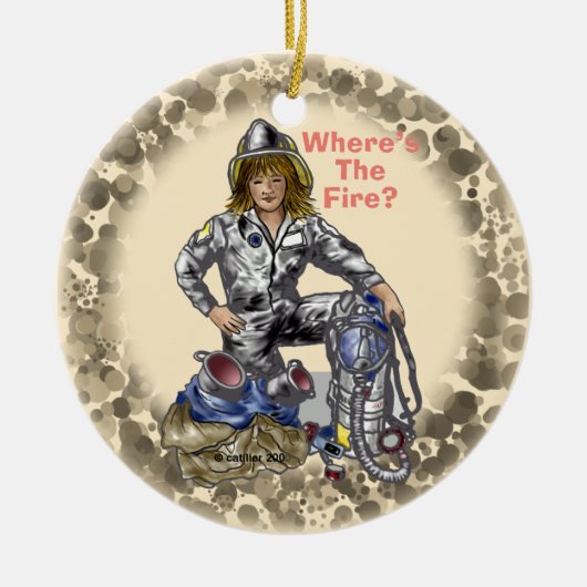 Vrouwelijke brandweervrouw ornament (Voorkant)