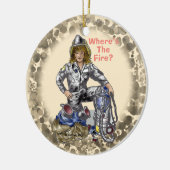 Vrouwelijke brandweervrouw ornament (Links)