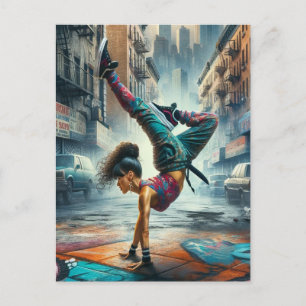 Vrouwelijke Breakdancer NYC – Urban B-Girl Art Briefkaart