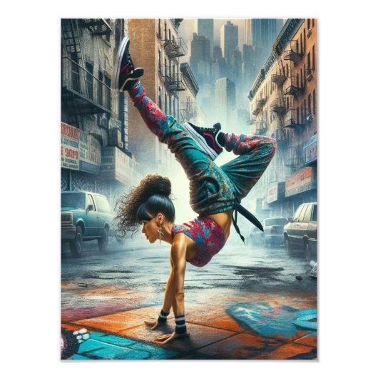 Vrouwelijke Breakdancer NYC – Urban B-Girl Art Foto Afdruk (Voorkant)