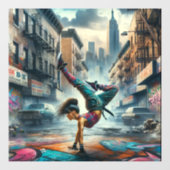 Vrouwelijke Breakdancer NYC – Urban B-Girl Art Raamsticker (Vel)