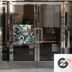 Vrouwelijke Breakdancer NYC – Urban B-Girl Art Raamsticker