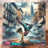 Vrouwelijke Breakdancer NYC – Urban B-Girl Art Raamsticker (Vel 2)