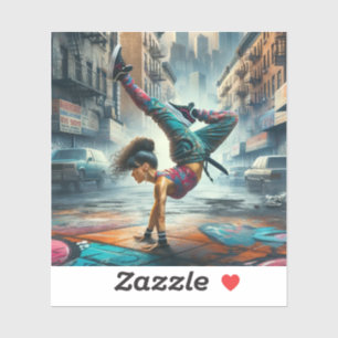 Vrouwelijke Breakdancer NYC – Urbane B-Girl Kunst Sticker