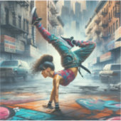 Vrouwelijke Breakdancer NYC – Urbane B-Girl Kunst Sticker (Voorkant)