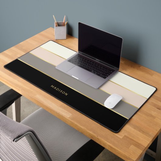 Vrouwelijke brede strepen met Jouw naam Bureaumat (Kantoor 2)