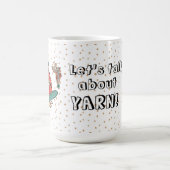 Vrouwelijke breiende kat, laten we het hebben over koffiemok (Center)