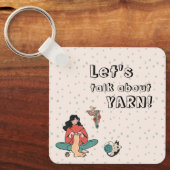 Vrouwelijke breiende kat, laten we het hebben over sleutelhanger (Voorkant)