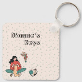 Vrouwelijke breiende kat, laten we het hebben over sleutelhanger (Achterkant)