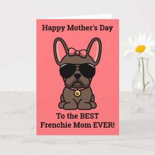 Vrouwelijke bruine Franse Bulldog Moederdag kaart