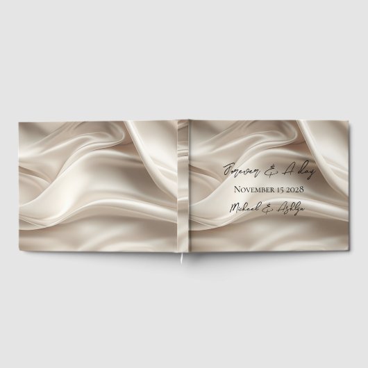  Vrouwelijke Champagne Gouden Faux Satijn Huwelijk Gastenboek (Volledig)