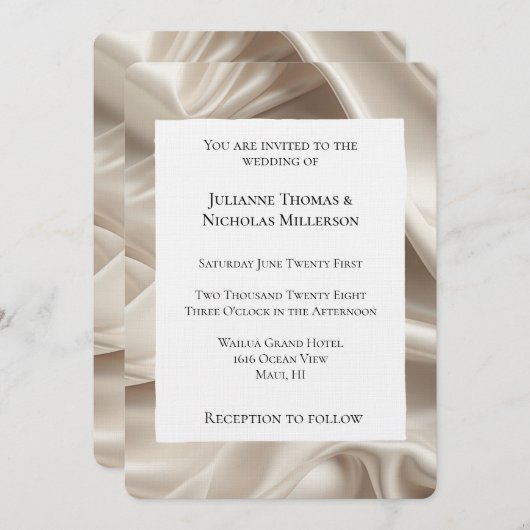  Vrouwelijke Champagne Gouden Faux Satijn Huwelijk Kaart (Voorkant / Achterkant)