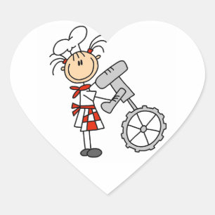 Vrouwelijke Chef Die Mixer Gebruikt Hart Sticker