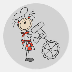 Vrouwelijke Chef Die Mixer Gebruikt Ronde Sticker