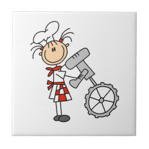 Vrouwelijke Chef Die Mixer Gebruikt Tegeltje