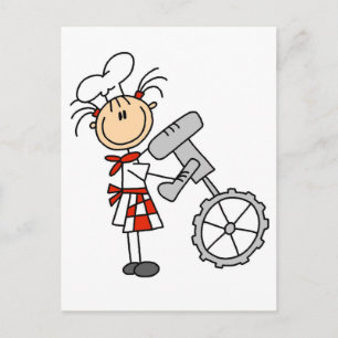 Vrouwelijke Chef met Mixer T-shirts en Cadeaus Briefkaart