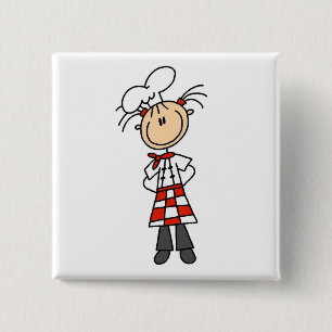 Vrouwelijke Chef Vierkante Button 5,1 Cm