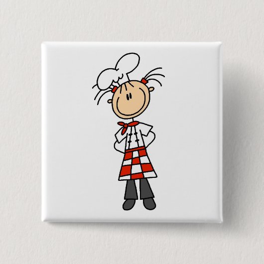 Vrouwelijke Chef Vierkante Button 5,1 Cm (Voorkant)