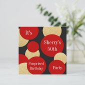 Vrouwelijke Chic Red Glitter Gouden Verjaardagsfee Kaart (Staand voorkant)