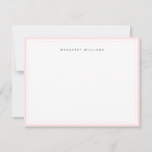 Vrouwelijke Chic Roze Roos Rand Minimalistisch Notitiekaartje