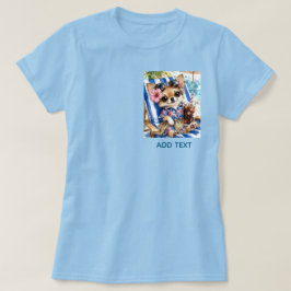 Vrouwelijke Chihuahua-strandrelaxatie (Blauw) T-shirt