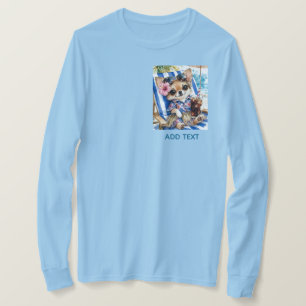Vrouwelijke Chihuahua-strandrelaxatie (Blauw) T-shirt