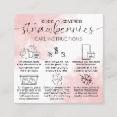 Vrouwelijke Chocolade Aardbeien Care Instructies Vierkante Visitekaartje (Voorkant)