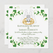 Vrouwelijke Claddagh-ring en klavertjes & Shamrock Kaart (Voorkant / Achterkant)