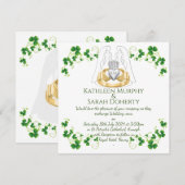 Vrouwelijke Claddagh Ring & Shamrocks Kaart (Voorkant / Achterkant)