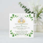 Vrouwelijke Claddagh Ring & Shamrocks Kaart (Staand voorkant)
