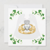 Vrouwelijke Claddagh Ring & Shamrocks Kaart (Achterkant)