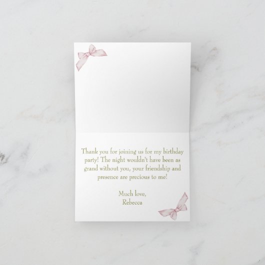 Vrouwelijke Coquette  Bloemen Verjaardagsfeest Bedankkaart (Binnen)