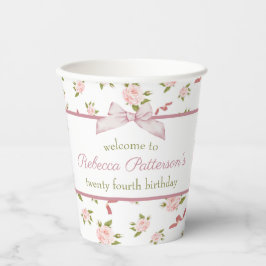 Vrouwelijke Coquette Bloemen Verjaardagsfeest Papieren Bekers