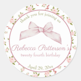 Vrouwelijke Coquette Bloemen Verjaardagsfeest Ronde Sticker